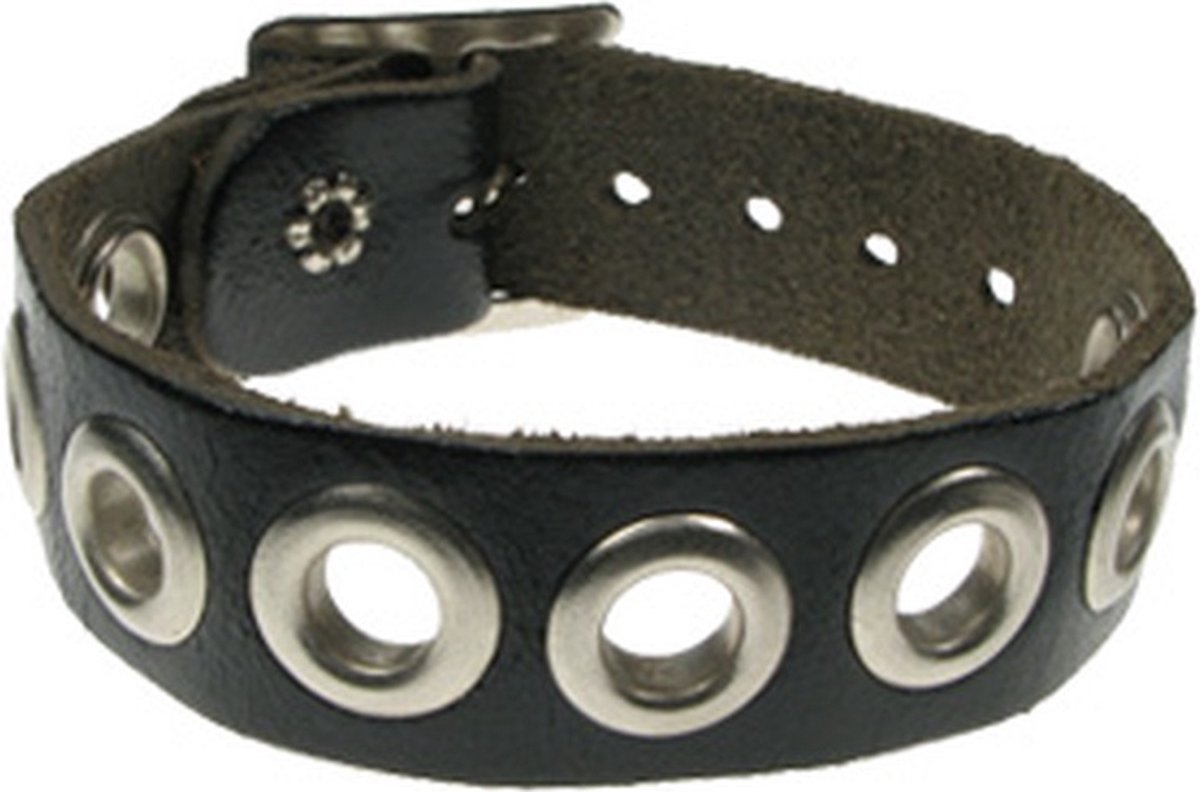 Bullet 69 Funky Punk Polsband 1 row eyelet Zwart/Zilverkleurig