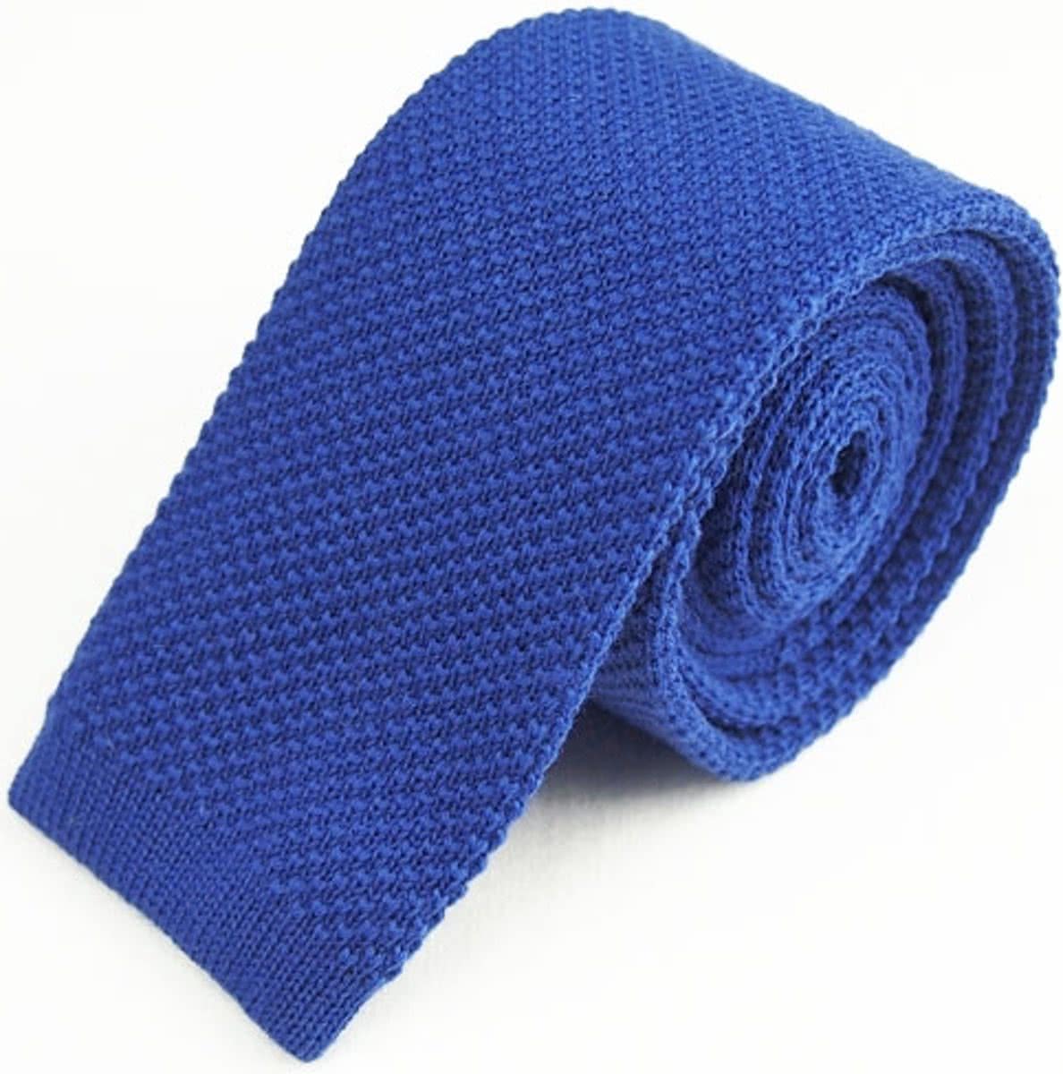 Gebreide Stropdas - Blauw - 5 cm