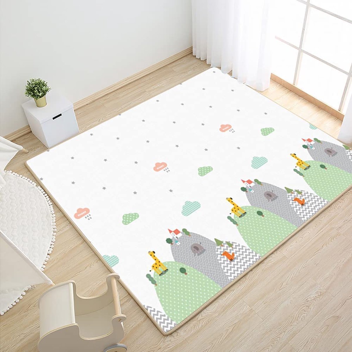 Buxibo - Dubbelzijdige Speelmat Foam 180x120 cm - Dik XPE Foam - Kruipmat - Speelkleed Auto - Vloermat - Baby/Peuter & Kind - Anti-Slip - Waterproof - Extra Groot - Vouwbaar - Geluidsisolerend