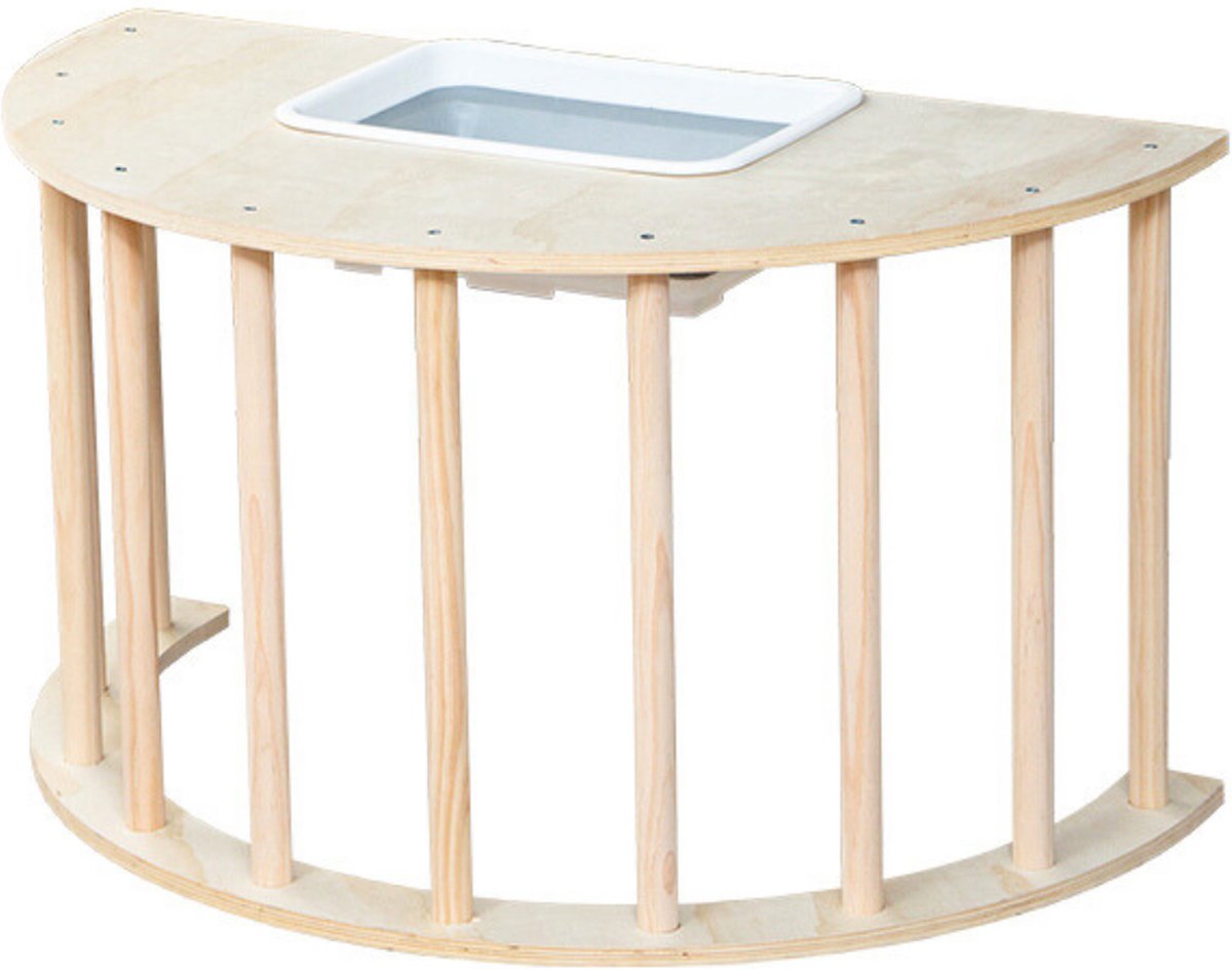   Houten Klimbrug/Klimboog Inclusief Opbergbak - Speelboog met Bak - Multifunctionele Kindertafel van Hout - 90x50x50cm