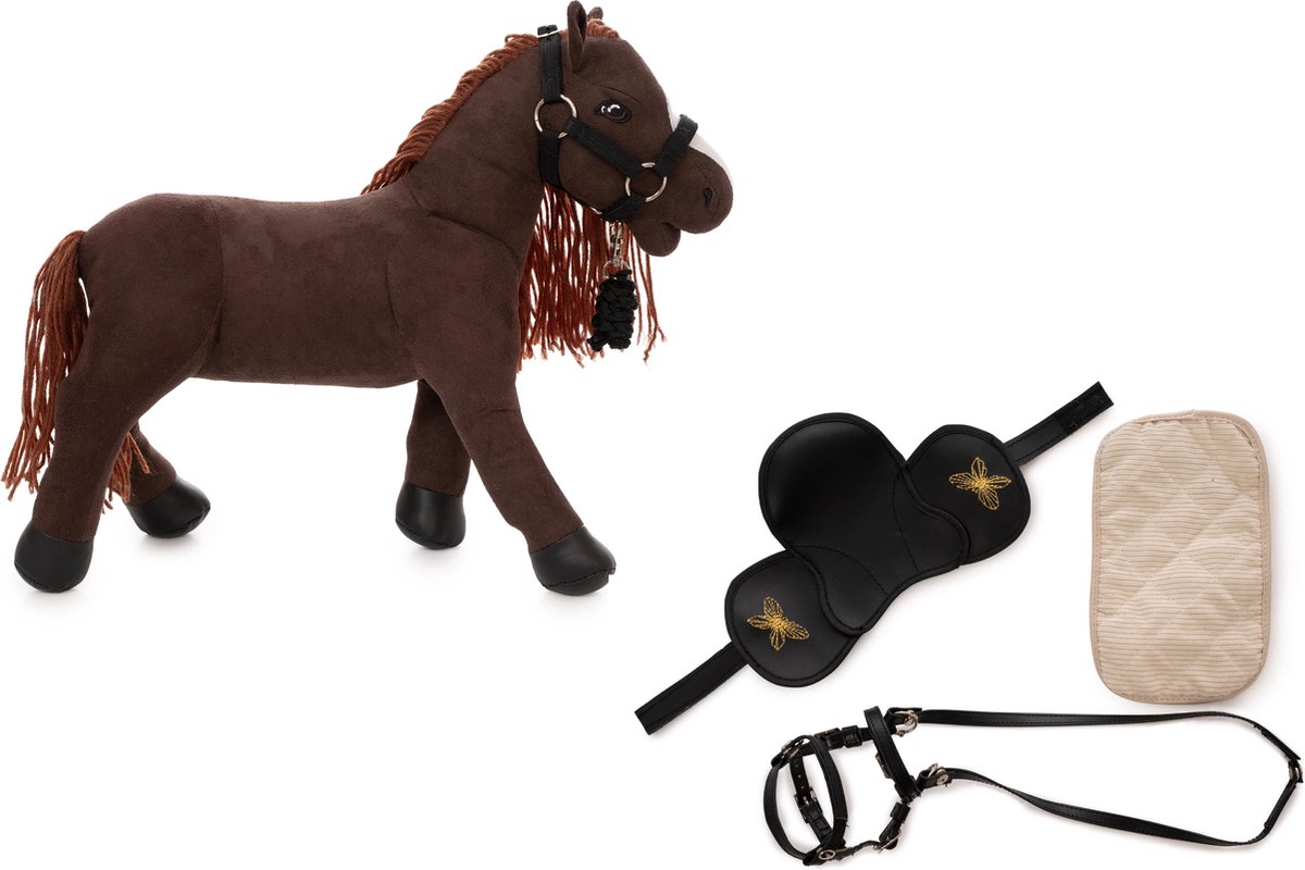 By Astrup bruin speel paard Daisy 30 cm met rijuitrusting