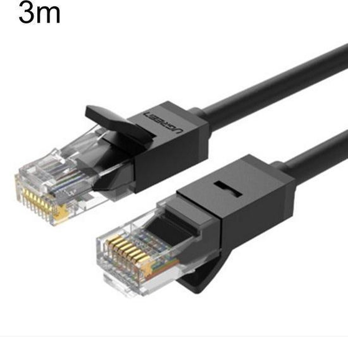 Internet kabel van By Qubix - 3m UGREEN serie CAT6 Rond Ethernet netwerk kabel (1000Mbps) - Zwart