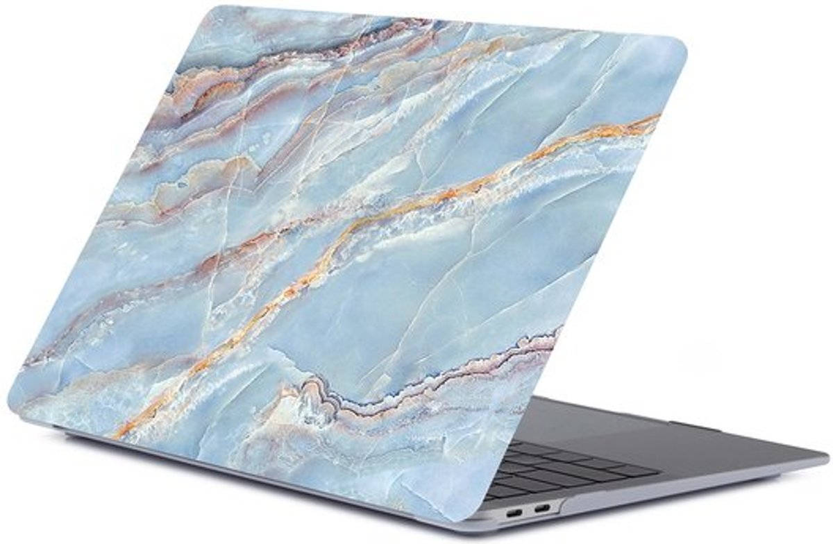 MacBook Air 13 inch case 2018 - Marble blauw (A1932, touch id versie)