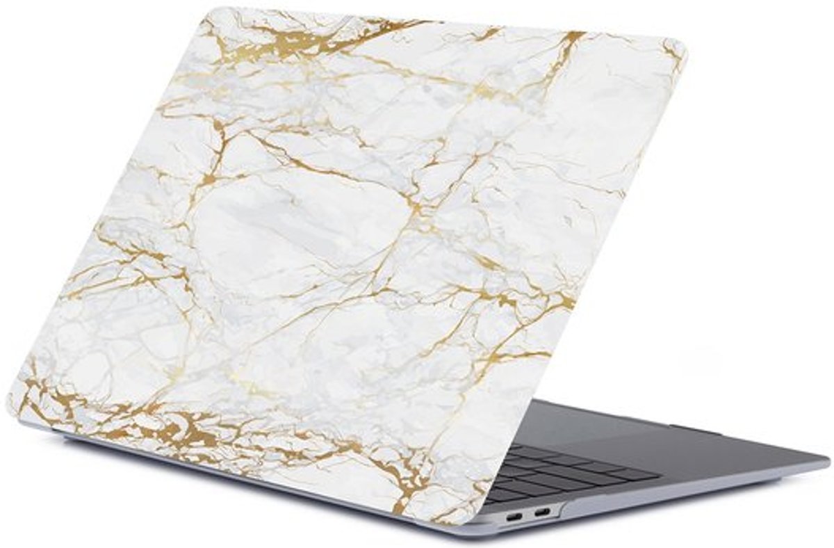 MacBook Air 13 inch case 2018 - Marble witgoud (A1932, touch id versie)