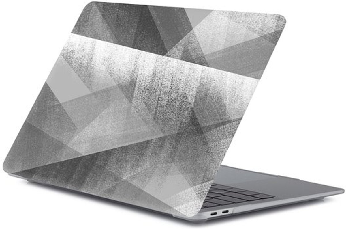 MacBook case van By Qubix - Geschikt voor MacBook Air 13 inch case 2018 - Kleur: Donkergrijs abstract (A1932, touch id versie)