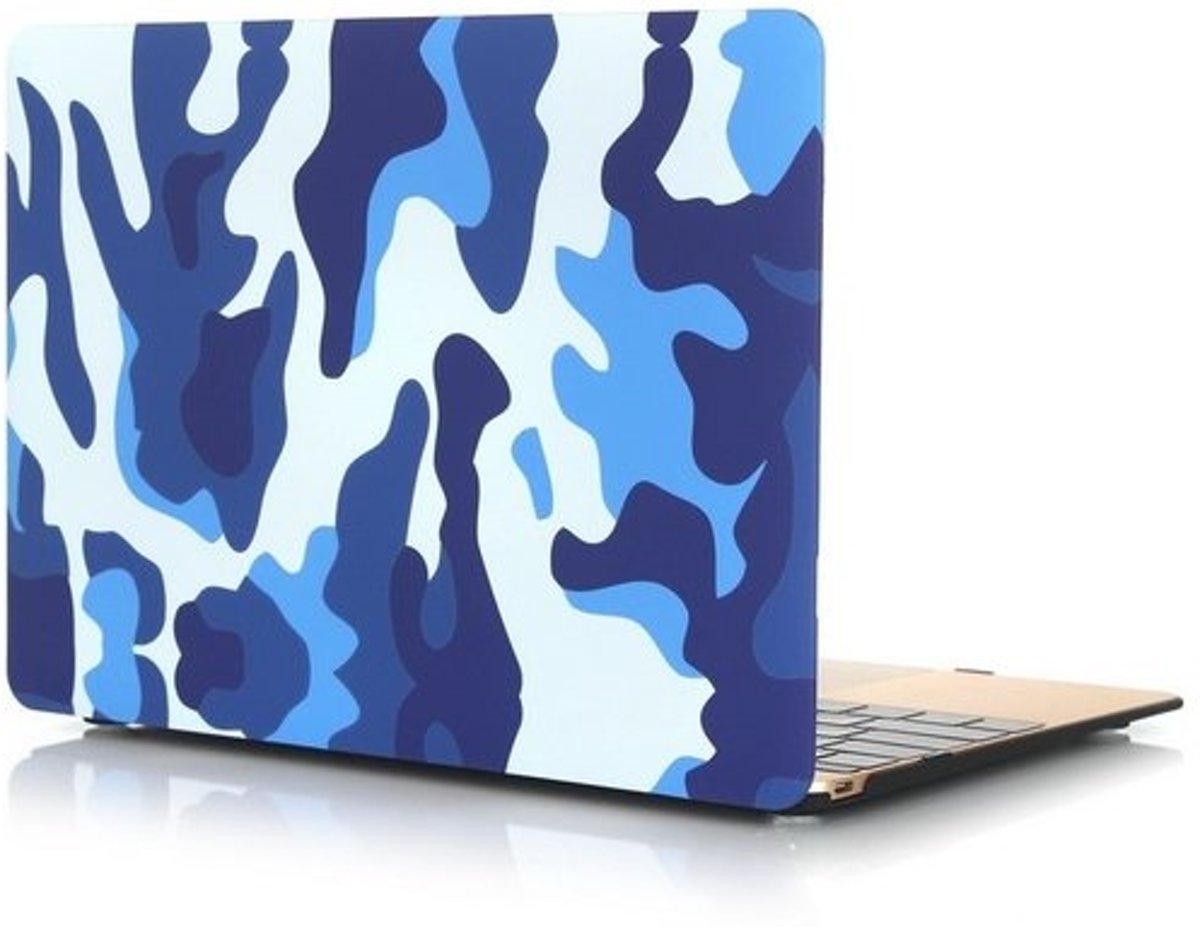 Macbook 12 inch case van By Qubix - Camo blauw - Macbook hoes Alleen geschikt voor Macbook 12 inch (model nummer: A1534, zie onderzijde laptop) - Eenvoudig te bevestigen macbook cover!