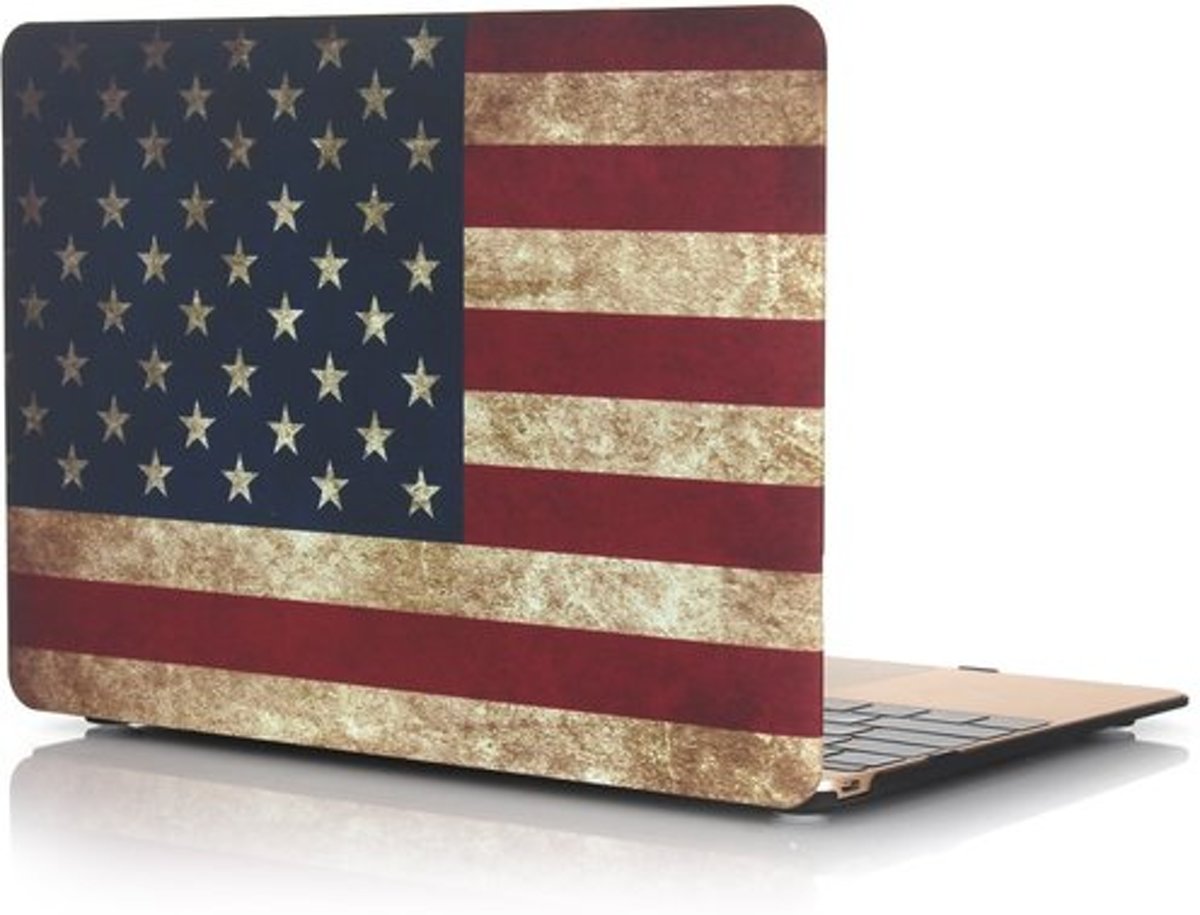 Macbook case van By Qubix - Air 13.3” - 2018, touch id versie - Retro USA flag - Alleen geschikt voor de MacBook Air 13 inch (Model nummer: A1932) - Bescherm uw MacBook in stijl!