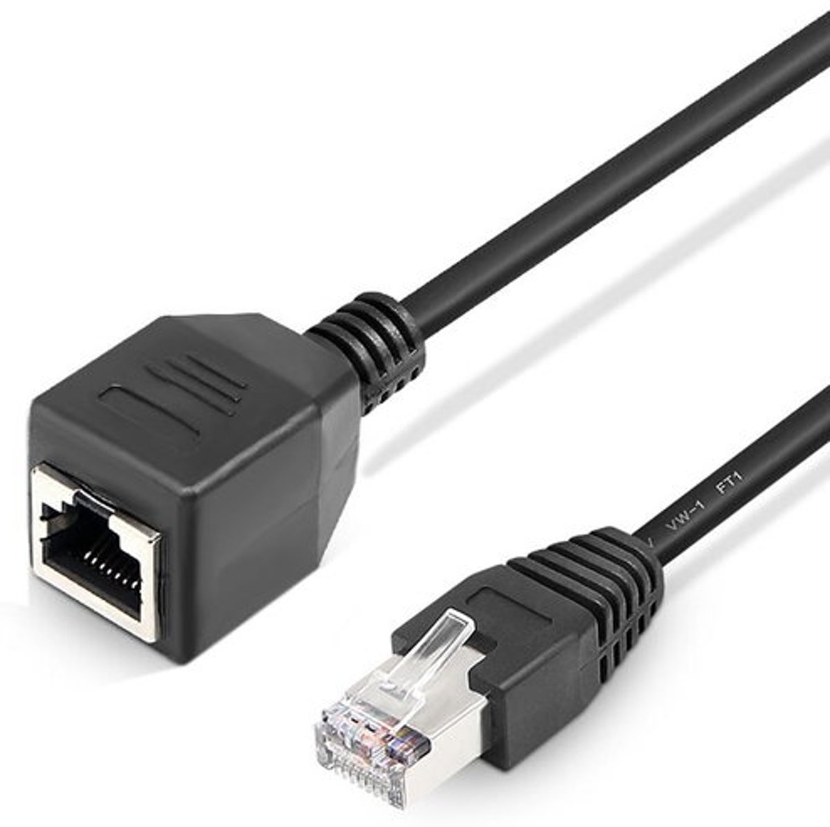 Netwerk internet verlengkabel CAT - RJ45 female to male - 30 cm zwart