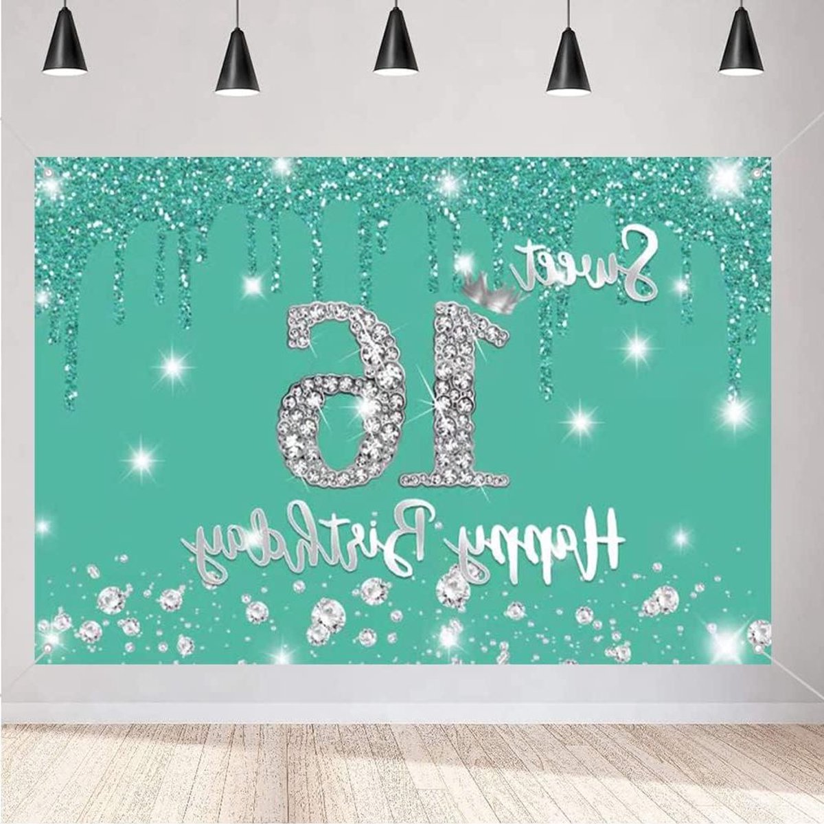 ByShane - 16e verjaardag feestdecoratie voor meisje in turquoise - Banner, stoffen bord en meer