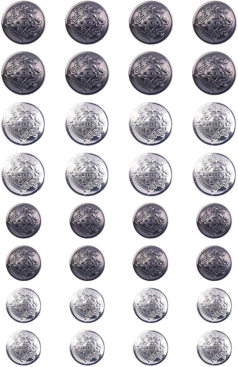 ByShane - Metalen knopen set van 32 stuks vintage ronde knopen voor kleding - decoratieve knopen voor jas - kledingaccessoires.