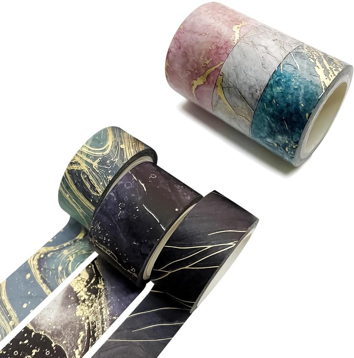 ByShane - Set van 6 rollen washi tape voor scrapbooks en decoratie - Kleurrijke decoratieve tape voor DIY en scrapbooking - Cadeauverpakkingen met handwerk accessoires