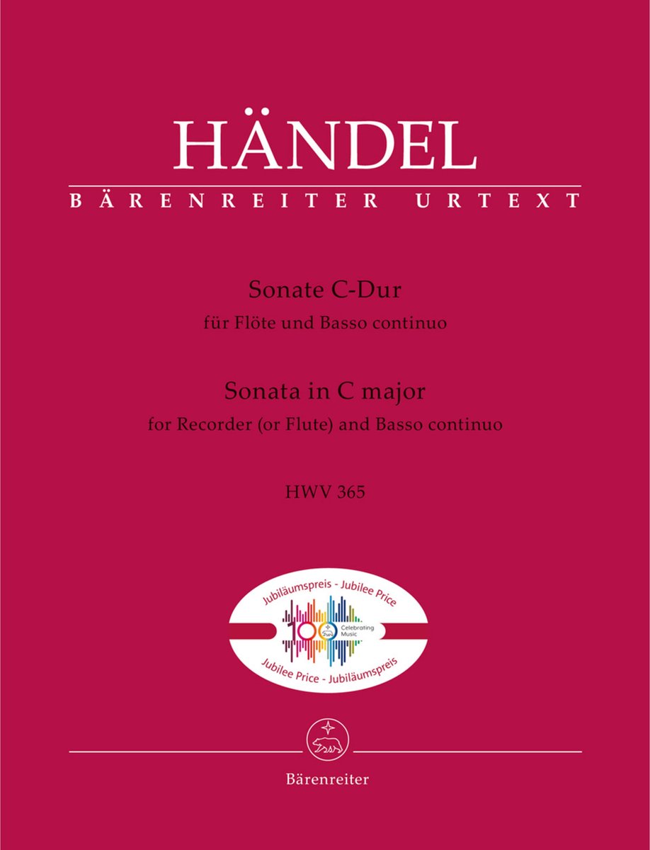 Bärenreiter Händel: Sonata C major (HWV 365) - Songboek voor blokfluit