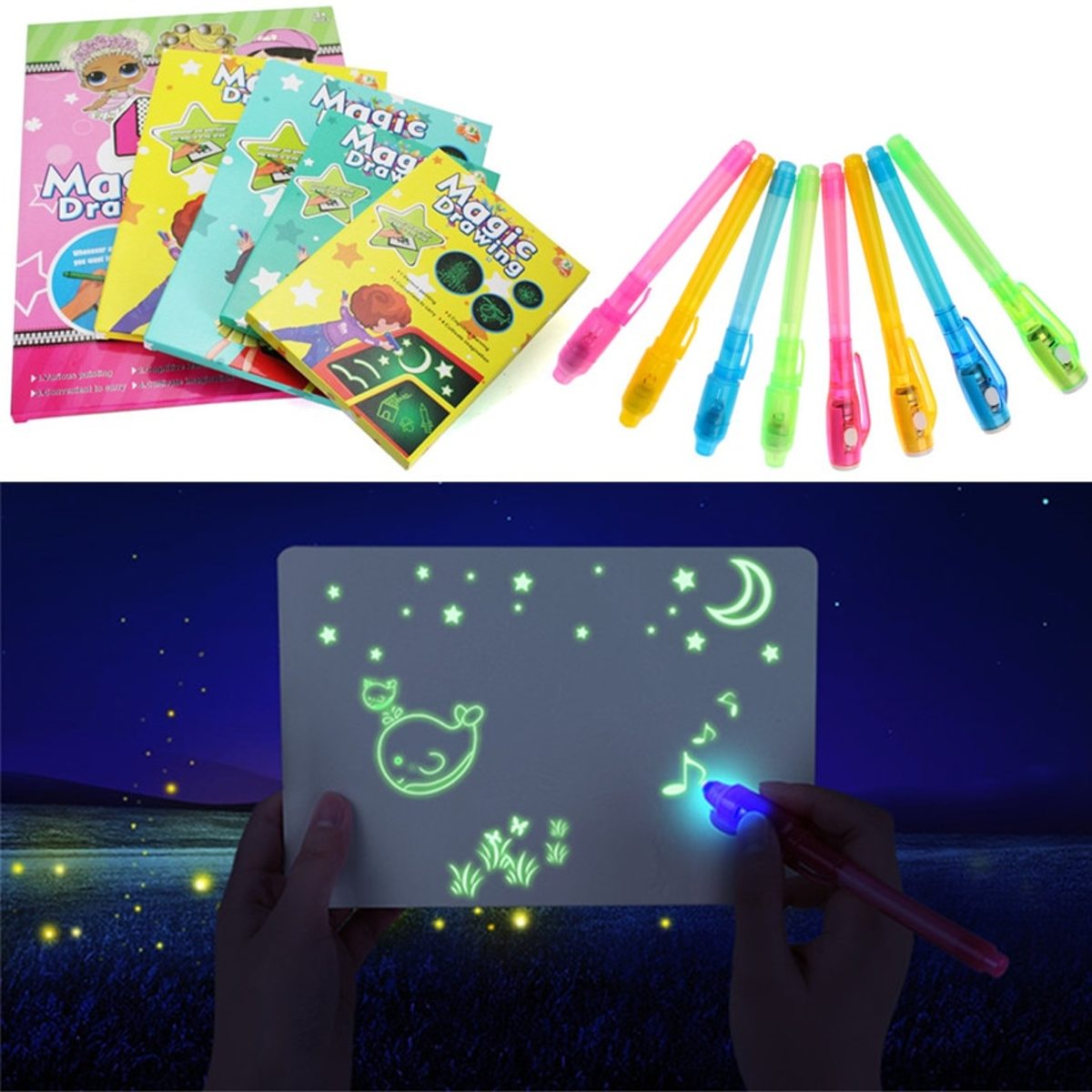 Magisch Tekenbord Kinderen – Tekenen met Licht – Led – Educatief Speelgoed – Glow in the Dark - A4 Tekenbord Kids