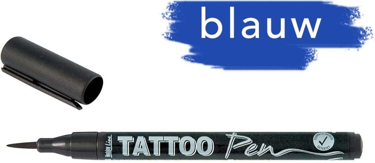 KREUL Blauwe Tattoo Stift - Tattoo pen voor creatief schilderen en decoreren van niet-vettige huid – voor strand, feest, carnaval en kinderen verjaardag