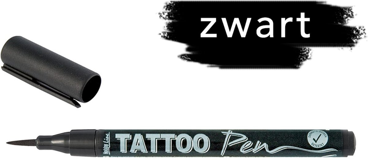 KREUL Zwarte Tattoo Stift - Tattoo pen voor creatief schilderen en decoreren van niet-vettige huid – voor strand, feest, carnaval en kinderen verjaardag