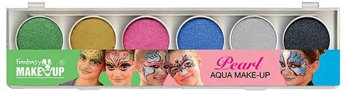 Kreul Aqua make-up schminkset palet - 6 parelglans kleuren