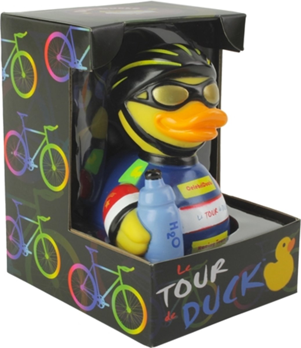 CelebriDucks TOUR DE DUCK  WIELRENNER EENDJE TOUR DE FRANCE   11cm  bekendste badeendjes merk uit de USA