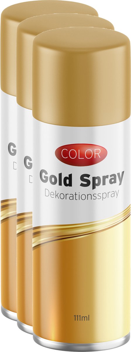 Decoratie spray/goudpray - 111 ml - goud - 3x stuks