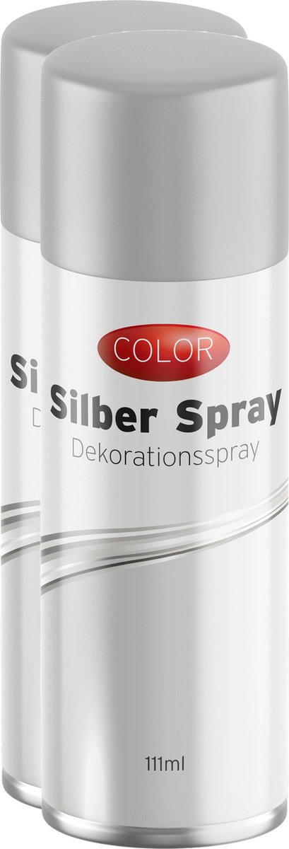 Decoratie spray/zilverspray - 111 ml - zilver - 2x stuks