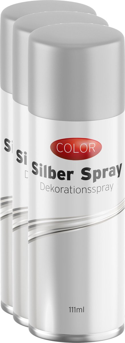 Decoratie spray/zilverspray - 111 ml - zilver - 3x stuks