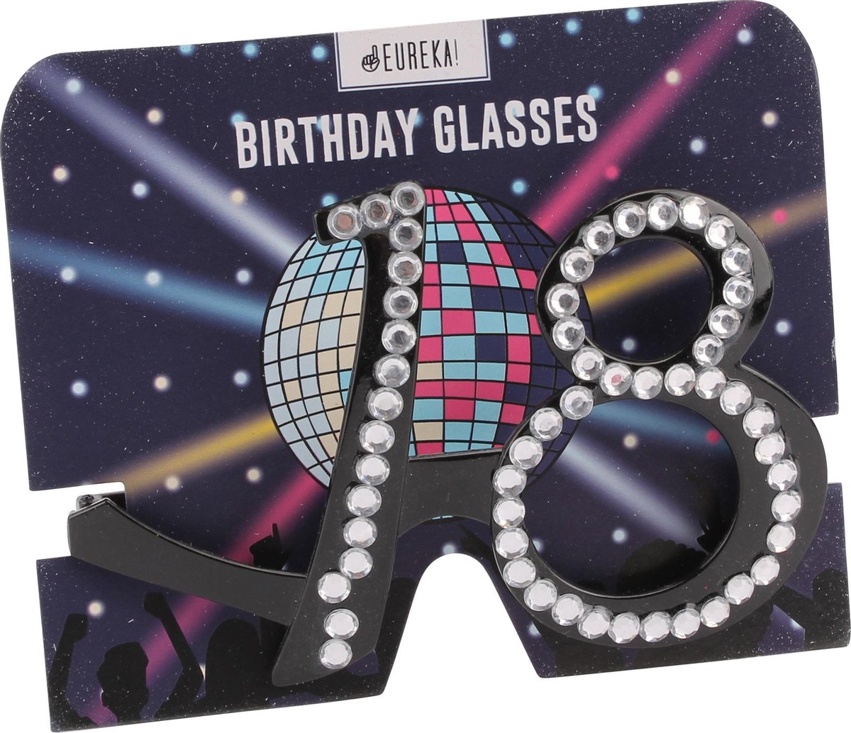 CGB BLACK CLEAR CRYSTAL 18TH BIRTHDAY GLASSES