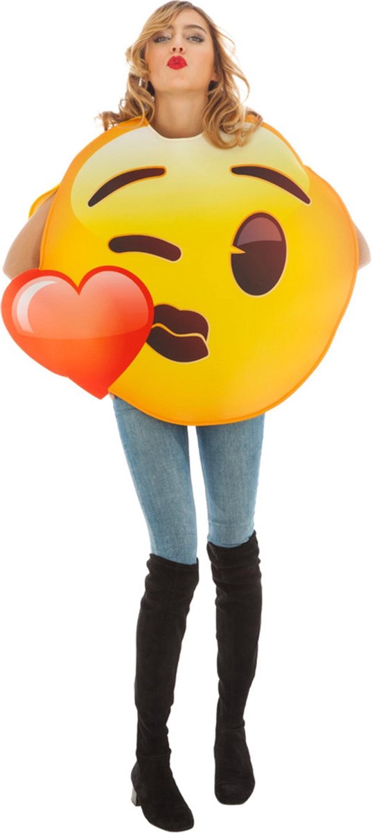 CHAKS - Emoji hart kusje kostuum voor volwassenen - Volwassenen kostuums