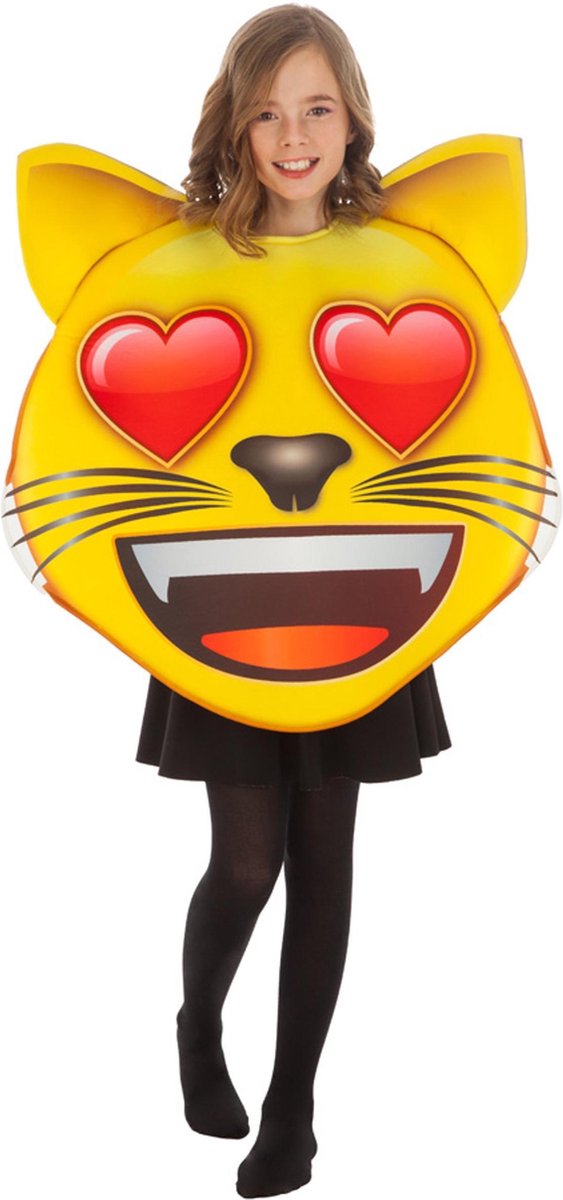 CHAKS - Emoji verliefde kat kostuum voor kinderen - Kinderkostuums