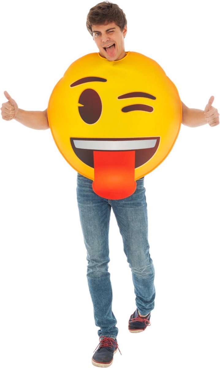 CHAKS - Knipoog Emoji kostuum voor volwassenen - Volwassenen kostuums