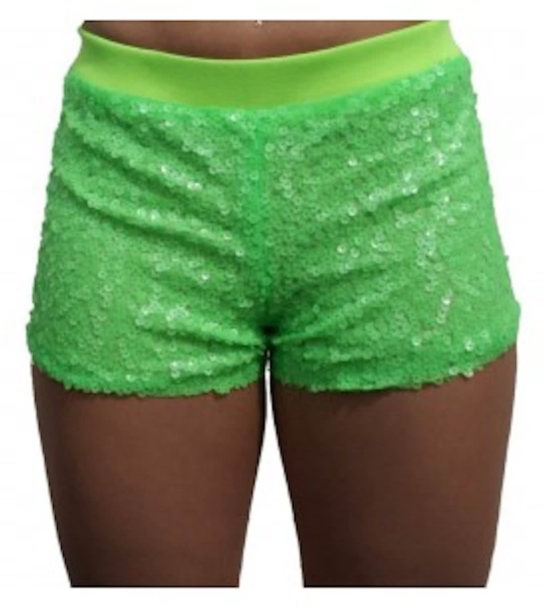 Hotpants pailletten neon groen