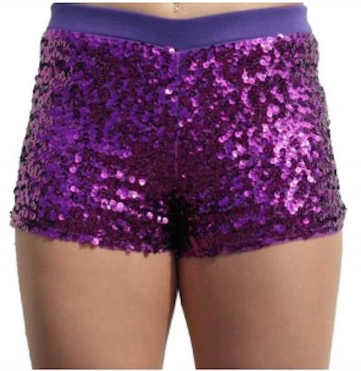 Hotpants pailletten paars