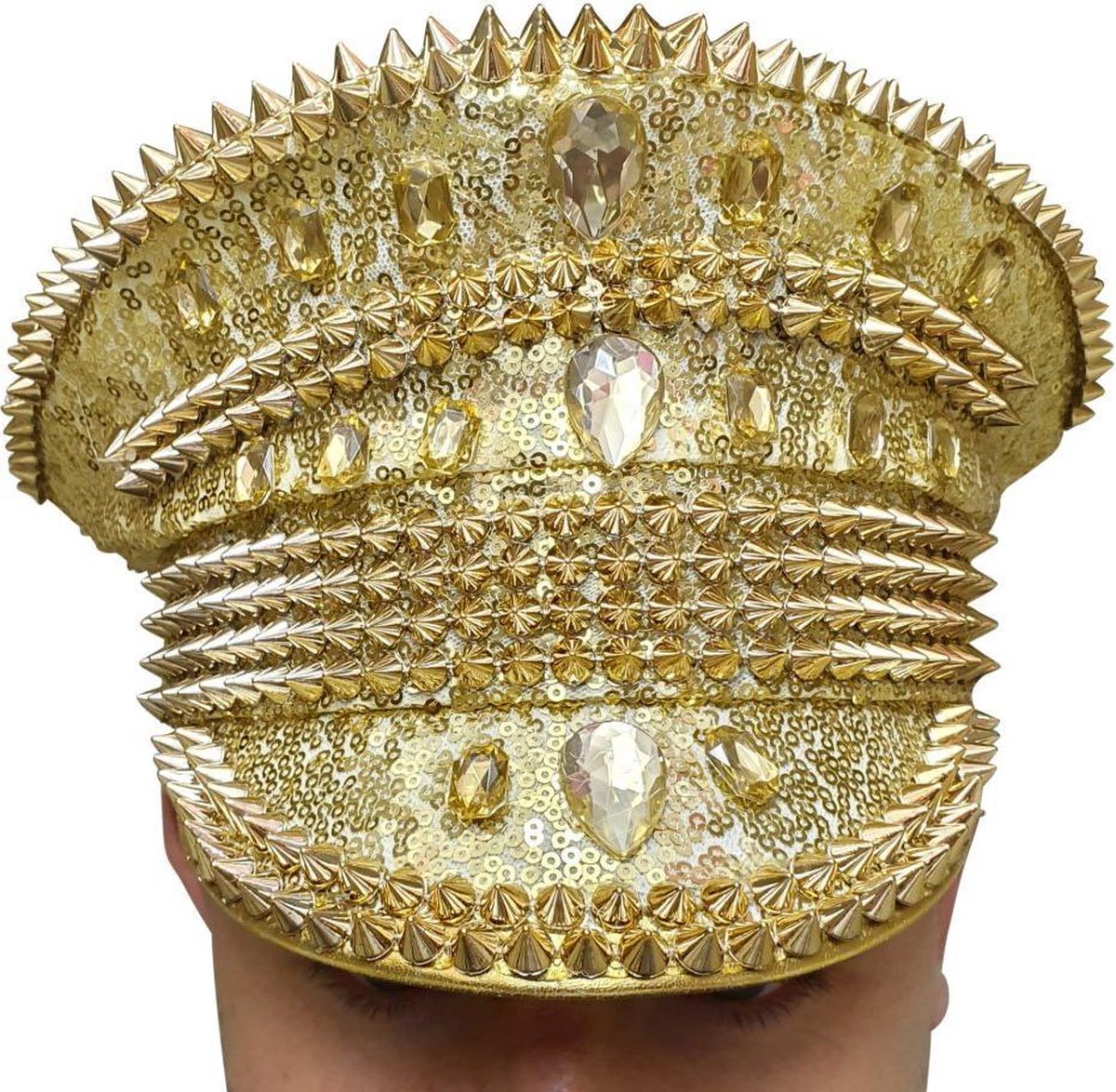 Luxe Burningman hat met pailletten en stenen, Burningman pet, Burningman hoed, goud maat 58