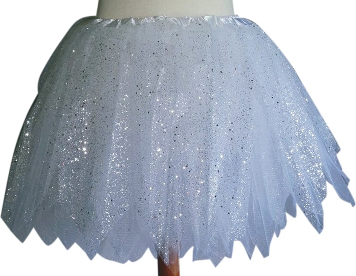 Tutu, petticoat wit/wit en glitters