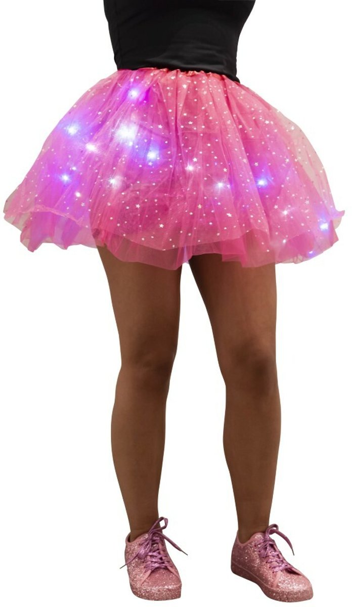 Tutu, volwassen petticoat met gekleurde lichtjes, pink