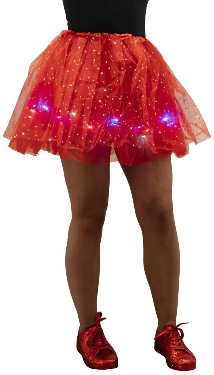 Tutu, volwassen petticoat met gekleurde lichtjes, rood