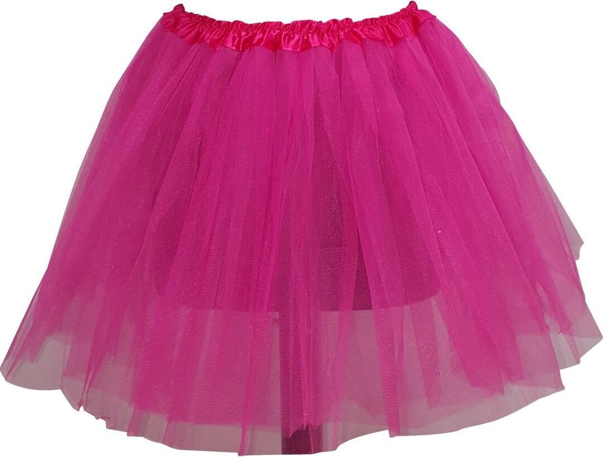 Tutu – dames – petticoat – 40 cm - tule rokje – fuchsia  - 3 lagen - musical - verjaardag - sinterklaas – kerstmis – carnaval – ballet - ballerina