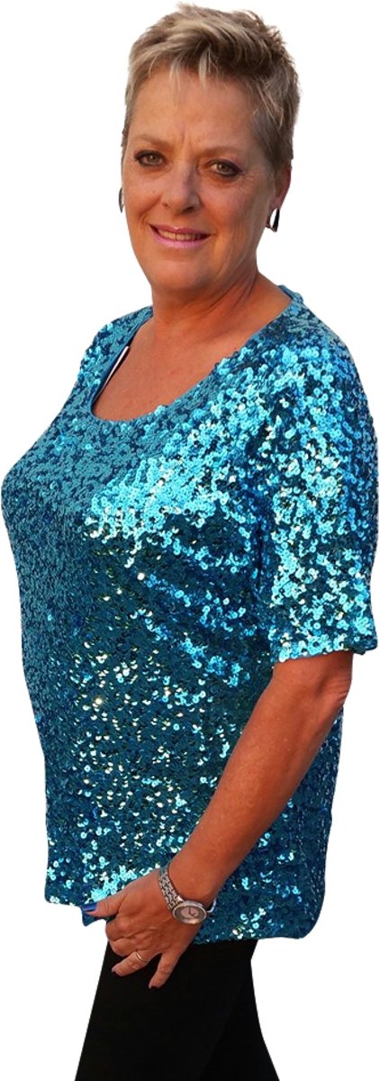 XL top met pailletten turquoise