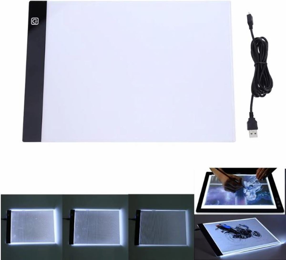 A4 LED Bord- Lightpad- A4 Lichtbak met 3 Dimstanden- A4 LED Tekenbak