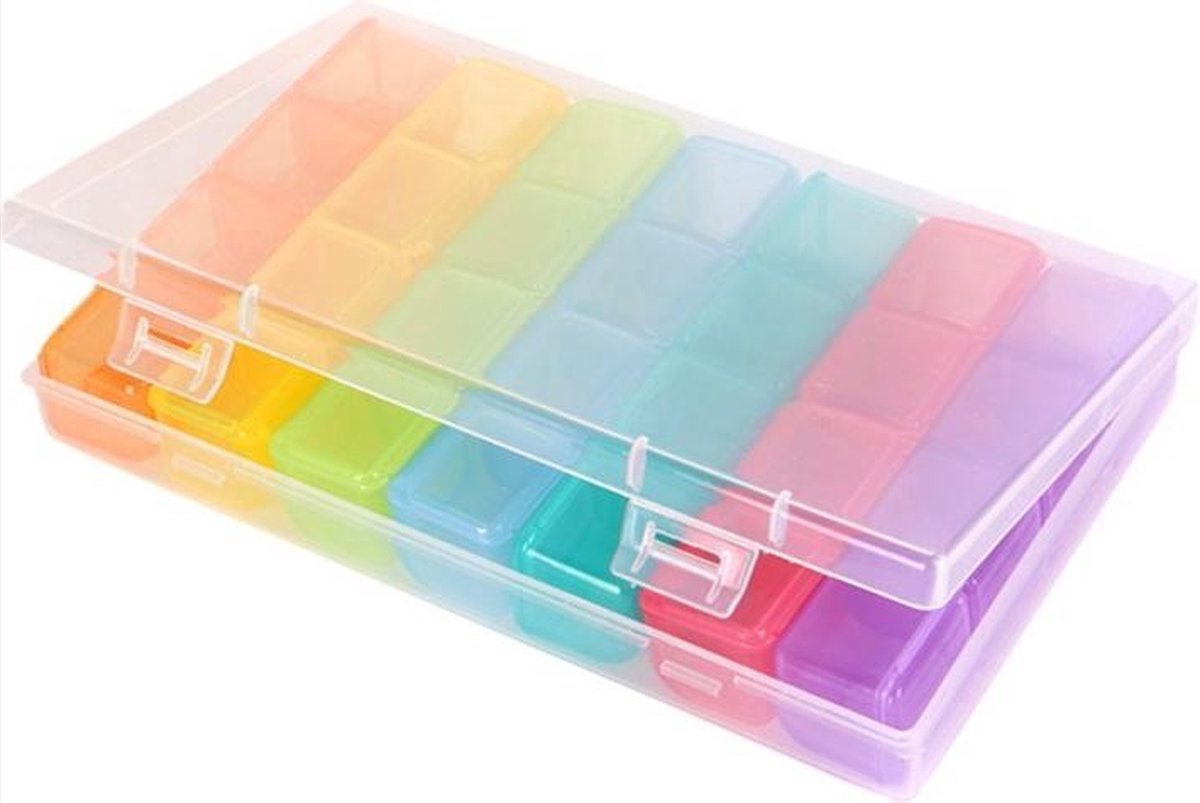   - Diamond Painting Opbergbox - Diamond painting doos - Opbergbox met 28 bakjes - Diamond Painting Opbergdoos - Sorteerdoos - Hobbydoos - Gekleurde doosjes