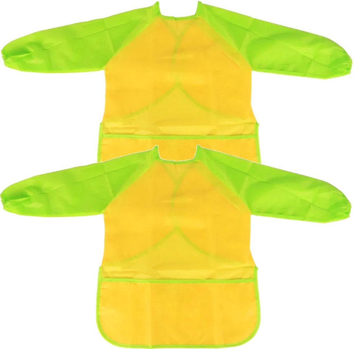   - Verfschort - 2 schortjes - Kinderschort - Schort - Kookschort - Geel/groen - Kliederschort - Kinder-verfschort - Knutselschort -   - One size