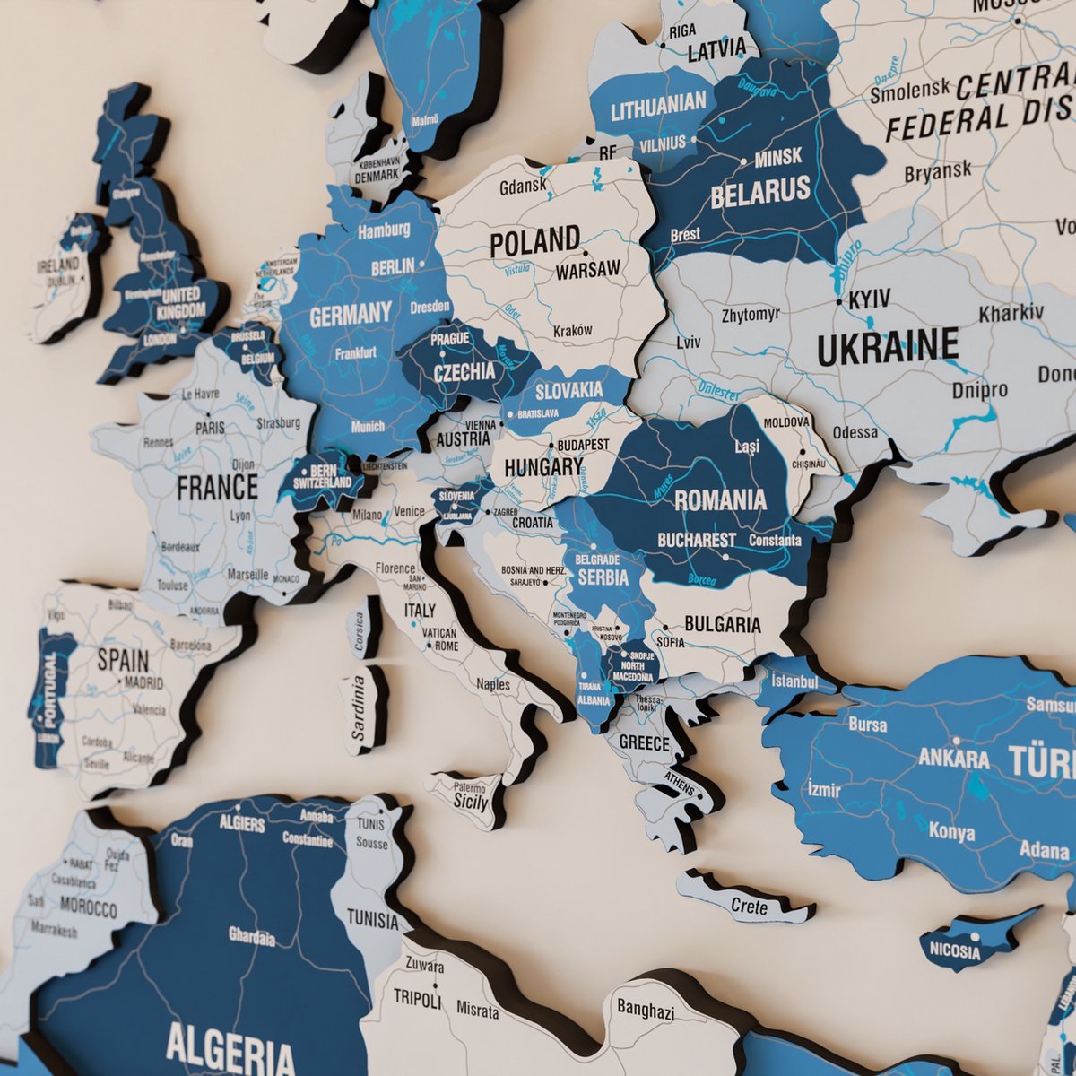 Wanddecoratie -   -   Prikbord -   Wanddecoratie - Houten   -   -   Hout - Muurdecoratie - Cadeau - Verjaardag Cadeau - Housewarming Cadeau - Navy Mix - Large - 180x125 CM