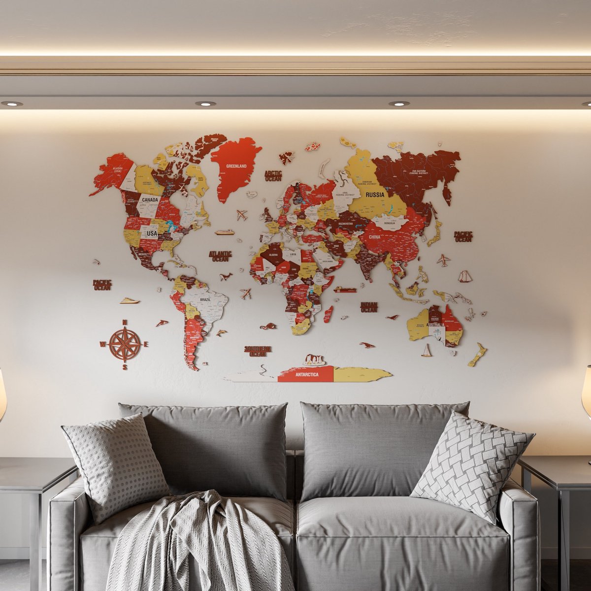 Wanddecoratie -   -   Prikbord -   Wanddecoratie - Houten   -   Hout - Muurdecoratie - Cadeau - Verjaardag Cadeau - Housewarming Cadeau - Terracota Mix - Medium - 120x75 CM