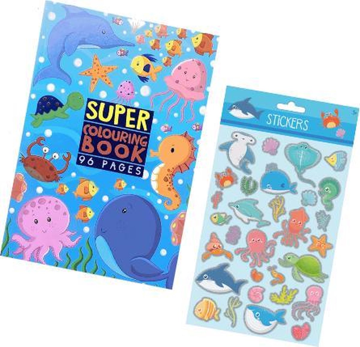 Super Colouring Book - Zeedieren - Walvissen - Zeepaardjes - 96 paginas - 25+ Stickers - Stickervel