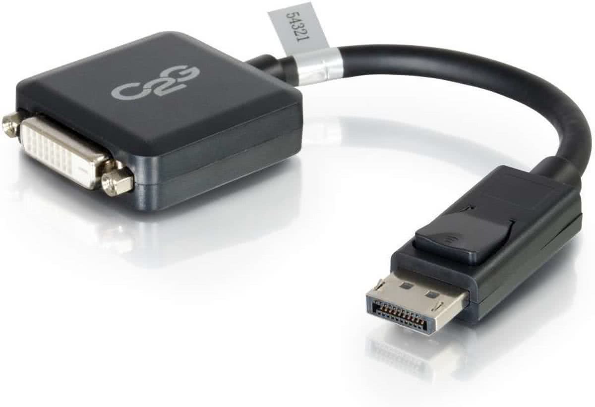 C2G 20cm DisplayPort M / DVI F DisplayPort DVI-D Zwart kabeladapter/verloopstukje