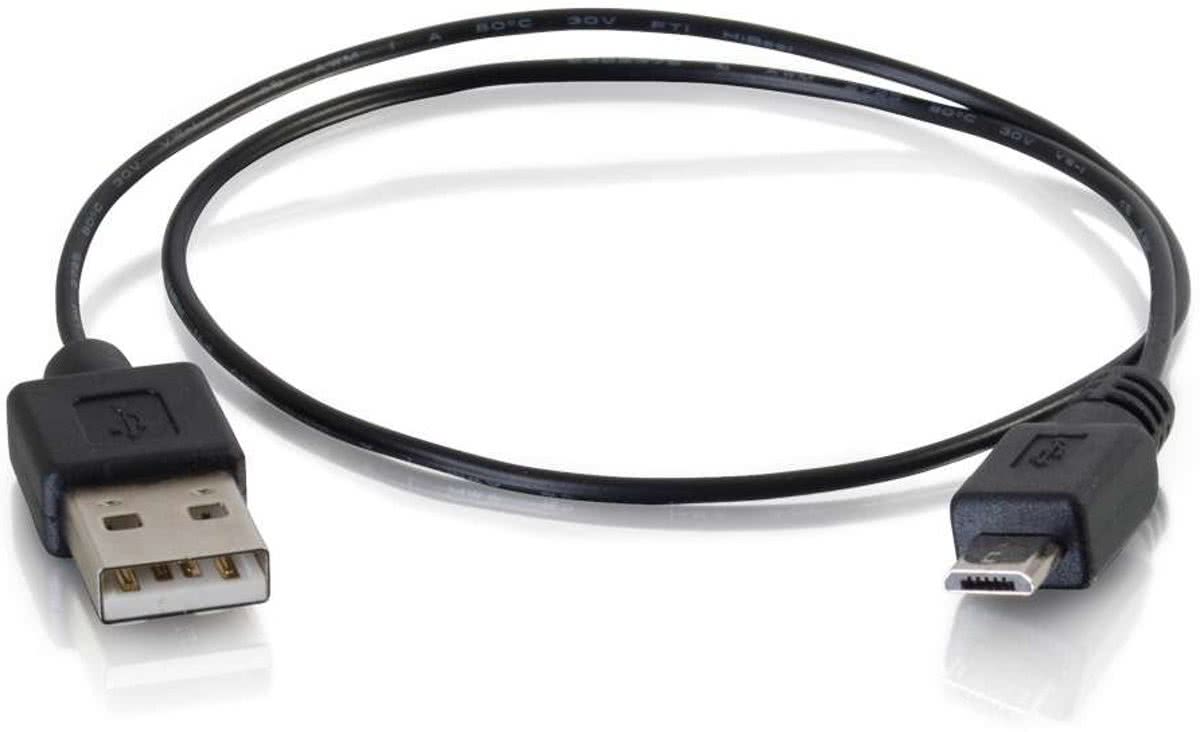 C2G 81708 0.46m USB A Micro-USB B Mannelijk Mannelijk Zwart USB-kabel