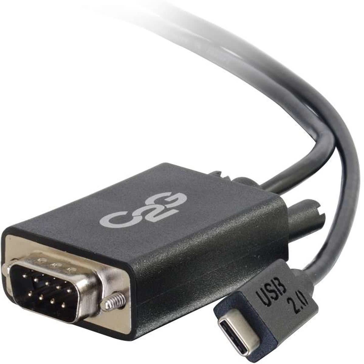 C2G USB2.0-C/DB9 USB2.0-C DB9 Zwart kabeladapter/verloopstukje