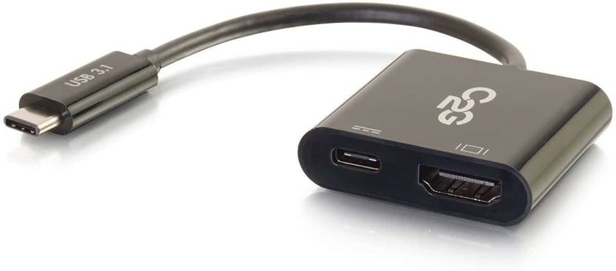 Cbl/USB-C to HDMI+USB-C Charging Black