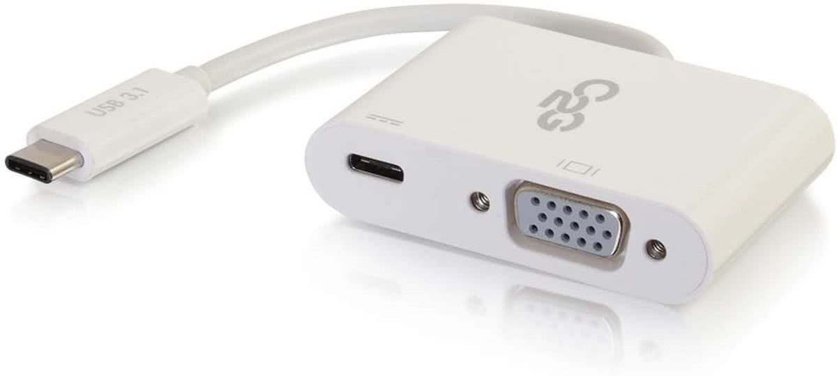 Cbl/USB-C to VGA+USB-C Charging White