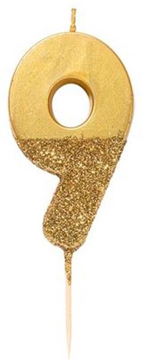   leuke gouden glitter verjaardags cijfer taart kaarsen 9