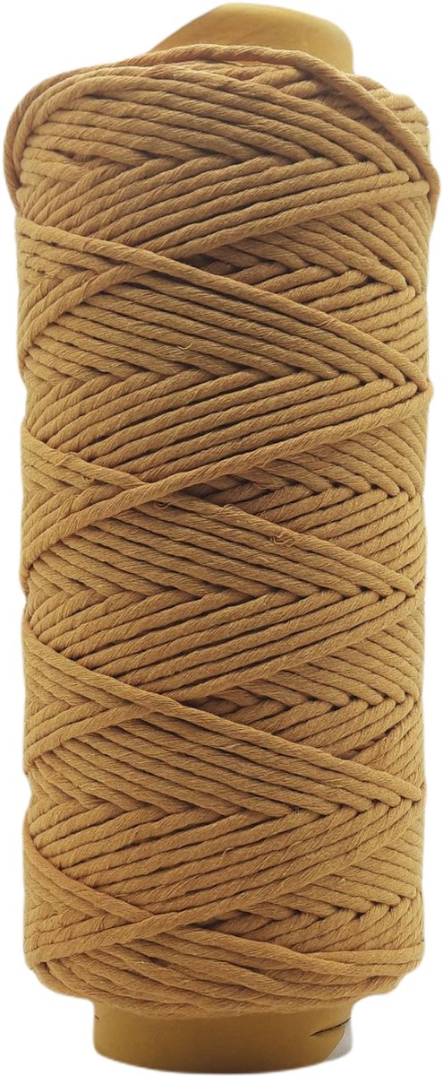   Macramé   - 5 mm - Oker - 195 mt - Uitkambaar