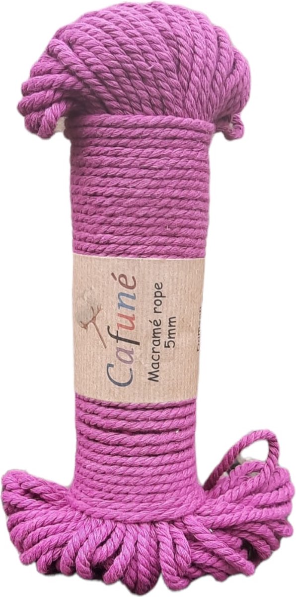 5mm-Macrame touw - Damson-45m-250gr-Double twisted - Gerecycled katoen